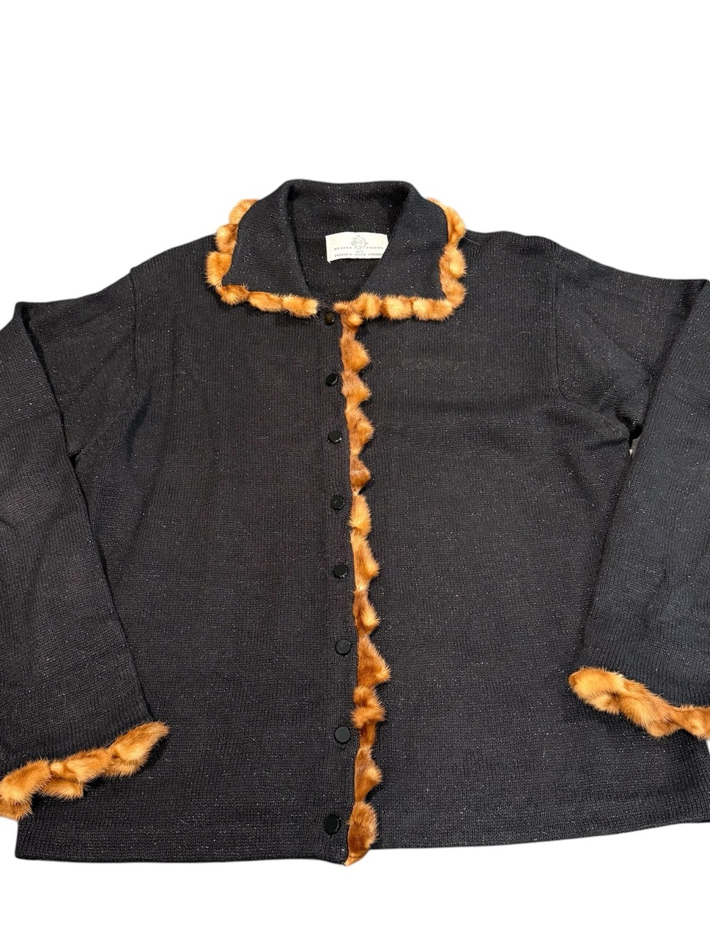 Design Options by Philip & Jane Gordon large cardigan sweater fur trim